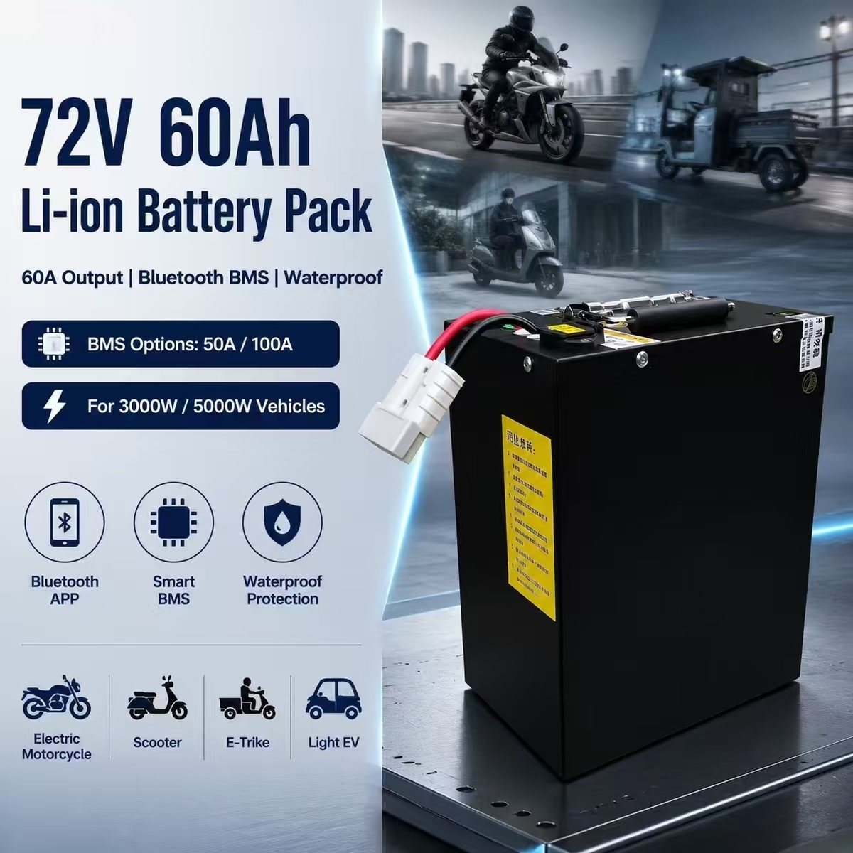 72V 60Ah Lifepo4 Battery Pack - 72V 60Ah 60A Li-Ionen-Lithium-Polymer-Akkupack, kein 50Ah