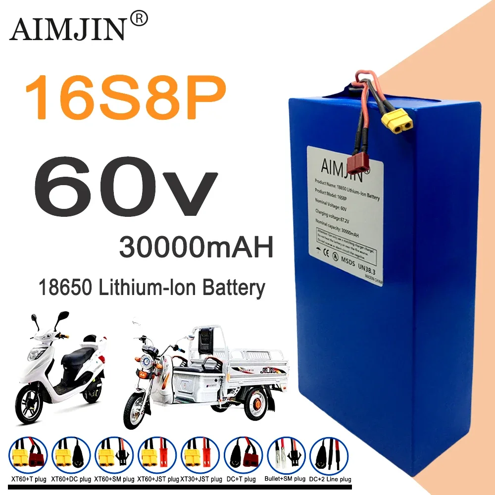 60V 30Ah Electric Scooter Battery - 16S8p 1000-3000W Nagelneue Lithium-Batterie 60V 30Ah
