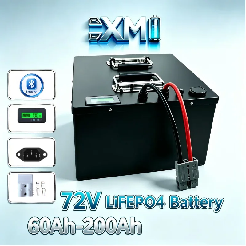 72V 60Ah Lifepo4 Battery Pack - 24S 72V Lithium-Eisenphosphat-Batteriepack 50-200Ah mit Bluetooth-BMS