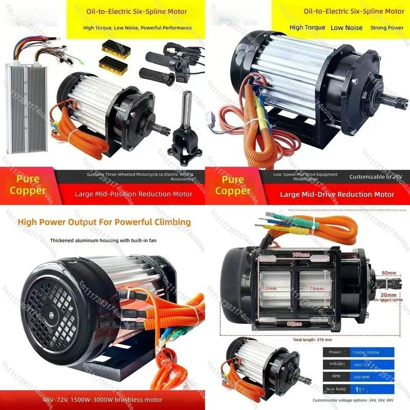Electric Motorcycle Conversion Kit 72V - Für Motorrad-Elektro-Umbausatz 72V 3000W Hochdrehmoment Bürstenloser