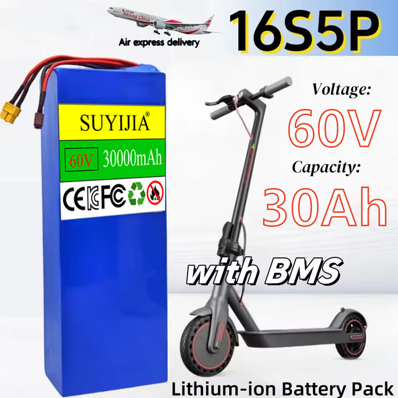 60V 30Ah Electric Scooter Battery - 16S5P 60V 30000mAh Akku 18650 30AH
