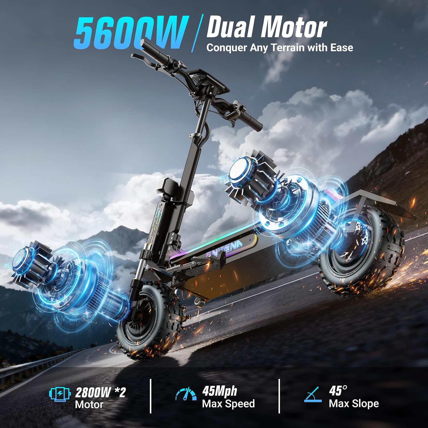 Elektroroller für Erwachsene - – 60V 5600W Dual Motor Electric Scooter Bewertung und Preis