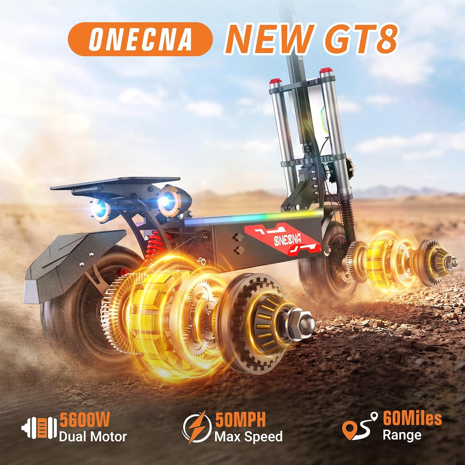 ONECNA NEW GT8PRO Elektrorolle – 60V 5600W Dual Motor Electric Scooter Bewertung und Preis